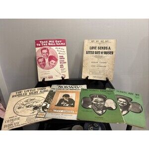 Vintage Sheet Music Lot Ball Game Love Roses Girl Scouts Ford Rambled Along